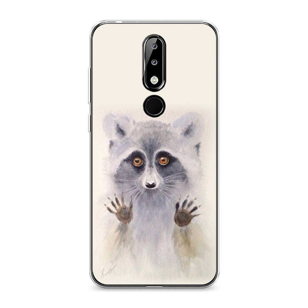 

Чехол на Nokia 5.1 Plus (X5) "Енот за стеклом", Бежевый;серый, 121950-4