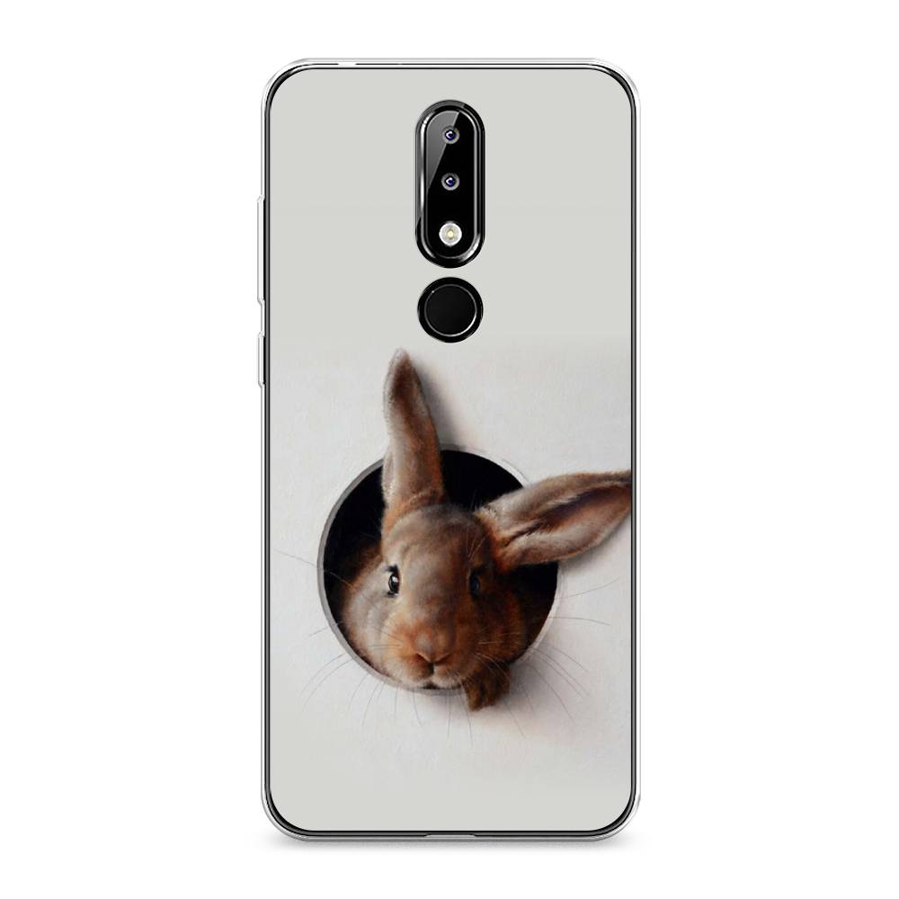 

Чехол на Nokia 5.1 Plus (X5) "Любопытный кролик", Серый;коричневый, 121950-1