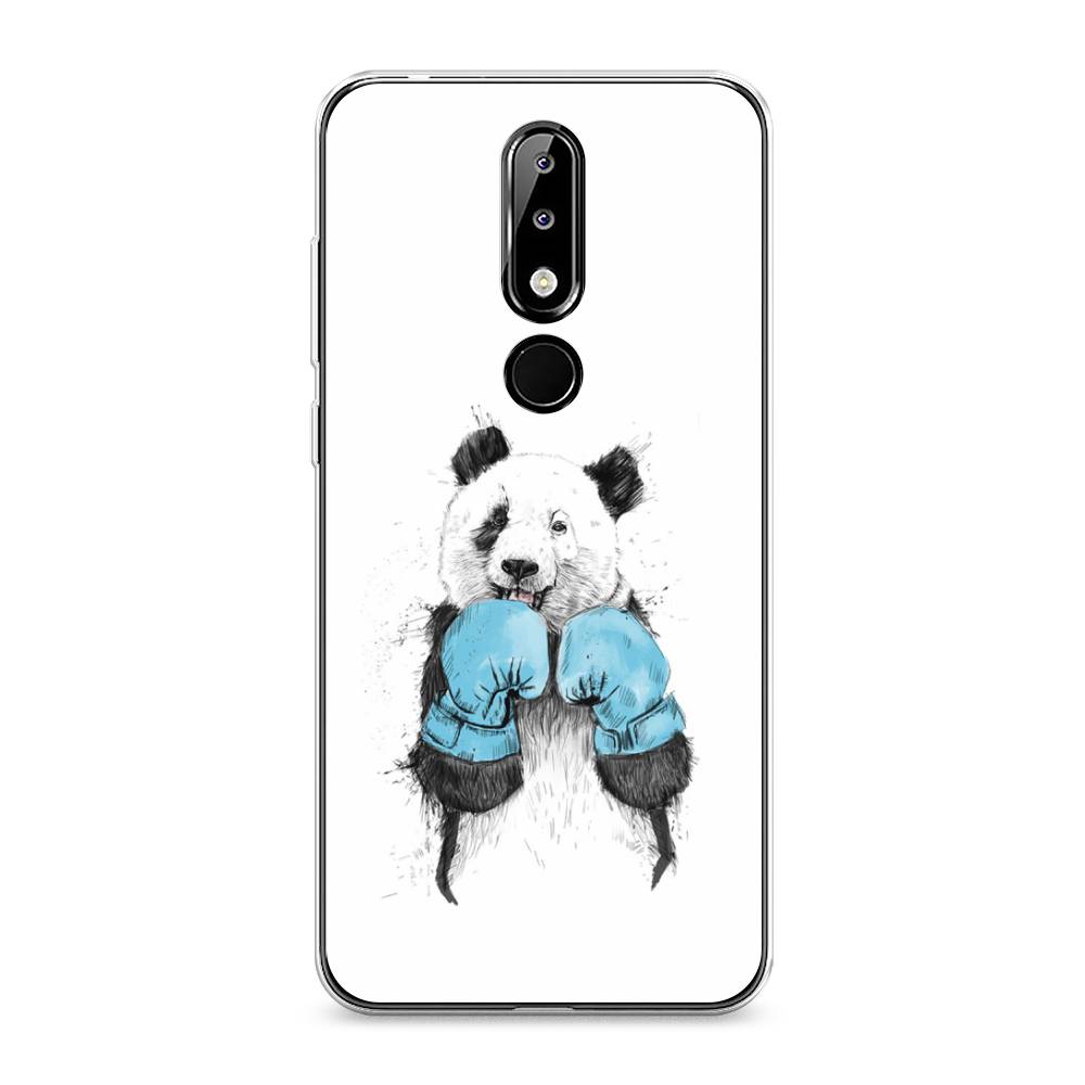 

Чехол на Nokia 5.1 Plus (X5) "Панда боксер", Голубой;белый;серый, 121950-1