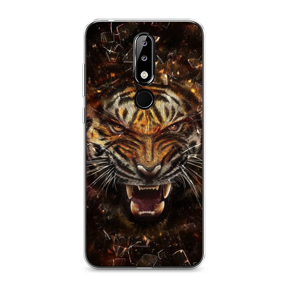 

Чехол на Nokia 5.1 Plus (X5) "Тигр осколки", Оранжевый;серый;черный, 121950-1