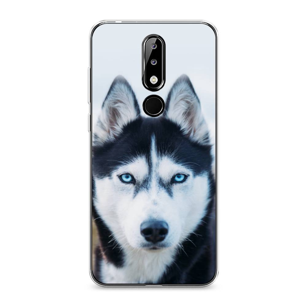 

Чехол на Nokia 5.1 Plus (X5) "Хаски 2", Синий;белый, 121950-1