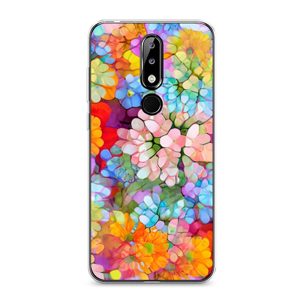 

Чехол на Nokia 5.1 Plus (X5) "Цветы витраж", Оранжевый;розовый;голубой, 121950-3