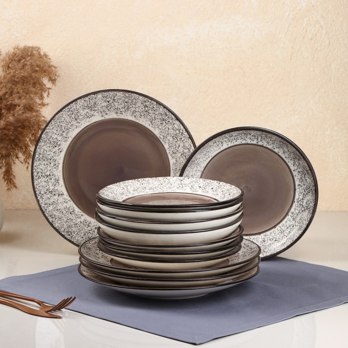 фото Набор посуды "арабская ночь", 12 шт, керамика, серый, иран керамика ручной работы