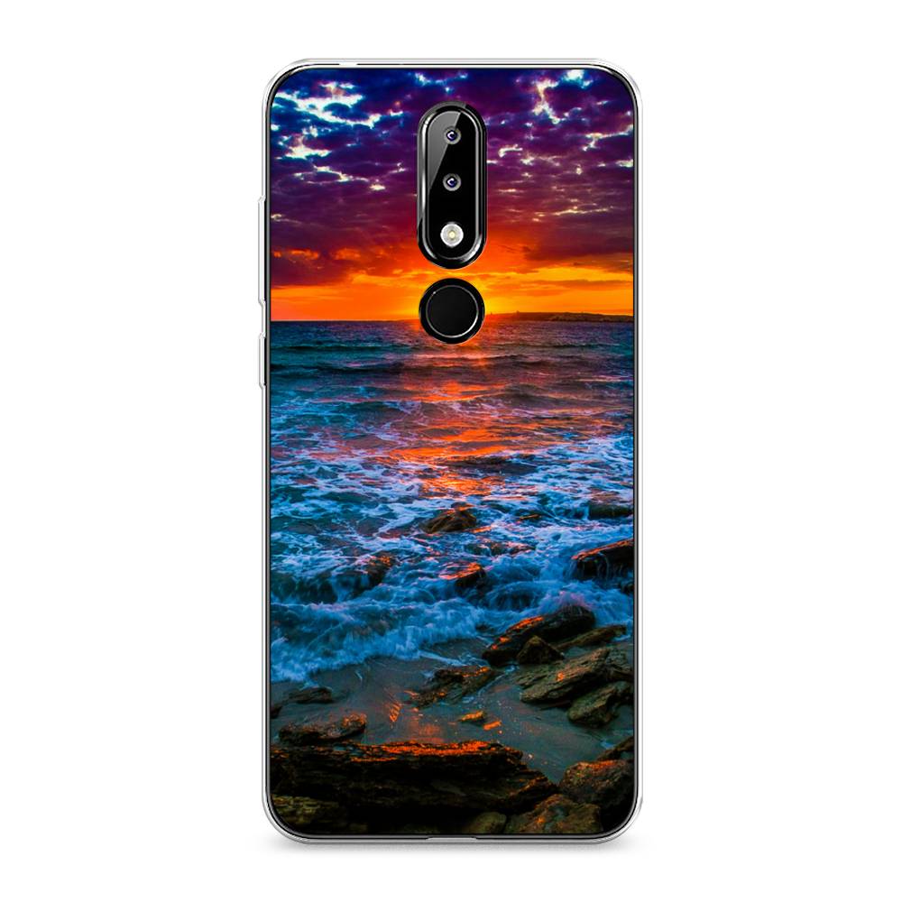

Чехол на Nokia 5.1 Plus (X5) "Закат 1", Оранжевый;синий, 121950-2