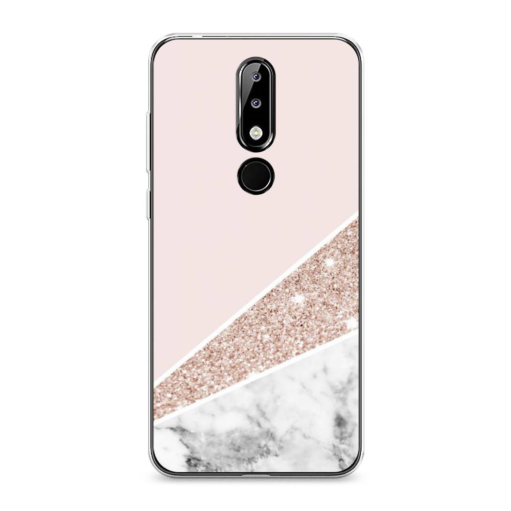 

Чехол на Nokia 5.1 Plus (X5) "Блестящий розовый мрамор", 121950-3