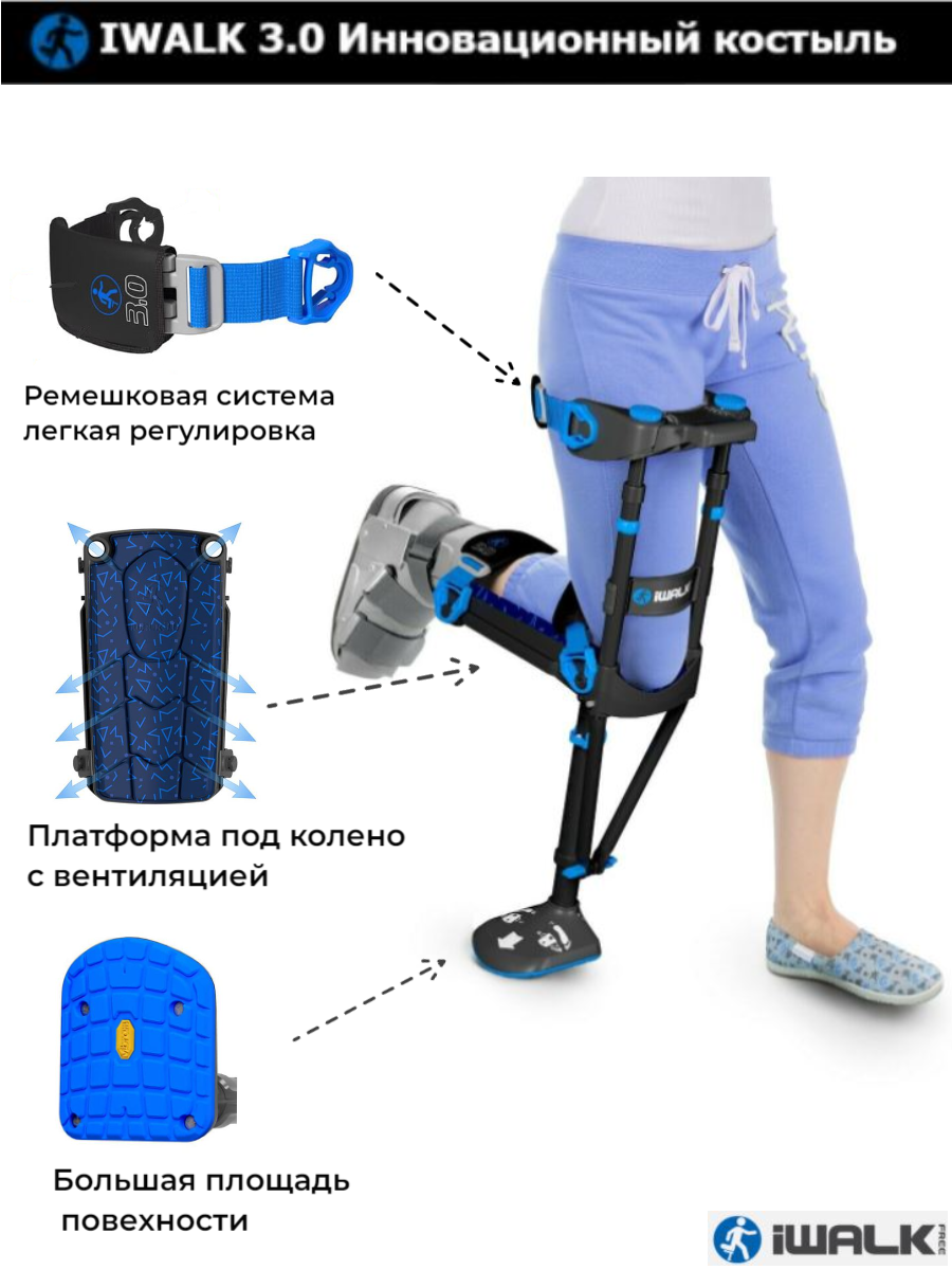 Костыль iWalk Свободные руки 3,0, черный