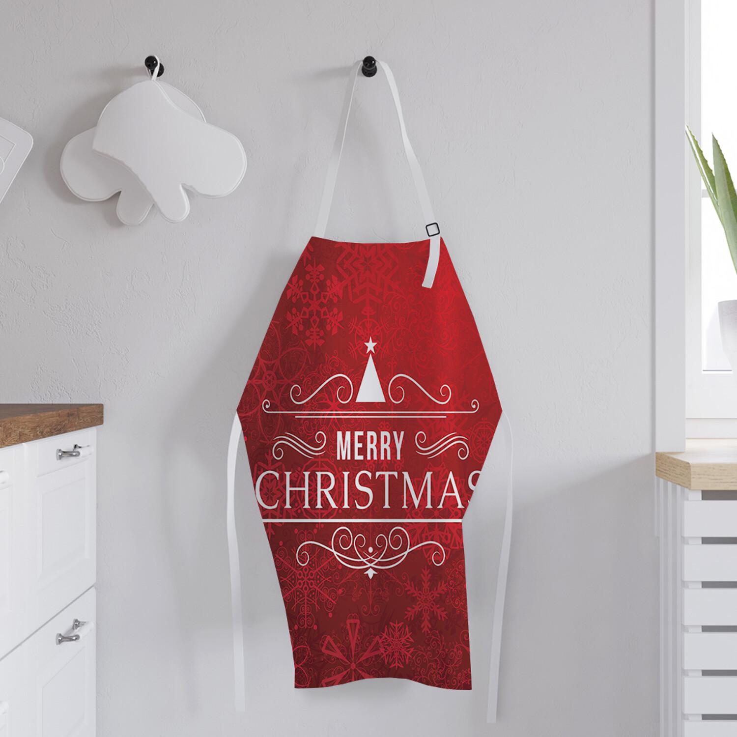 

Фартук кухонный JoyArty "Рождественская надпись" универсальный размер для женщин и мужчин, Красный, Рождественская надпись