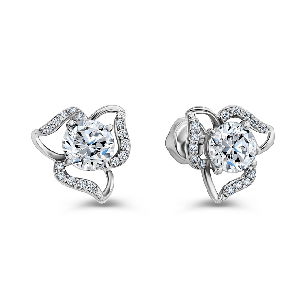 

Серьги пусеты из серебра 585Gold 702012510, фианит, 702012510
