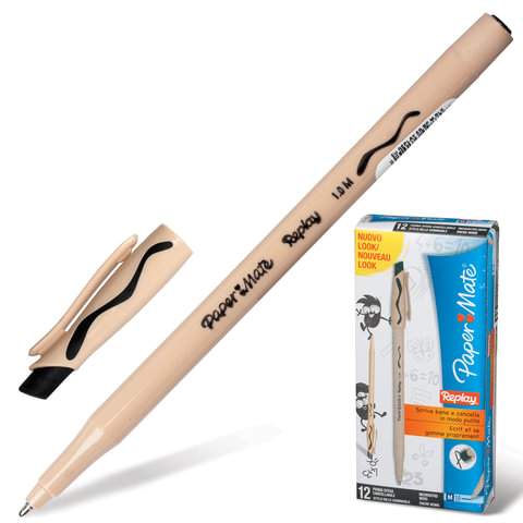 

Ручка шариковая Paper Mate "Replay" 141654, черная, 1 мм, 12 штук