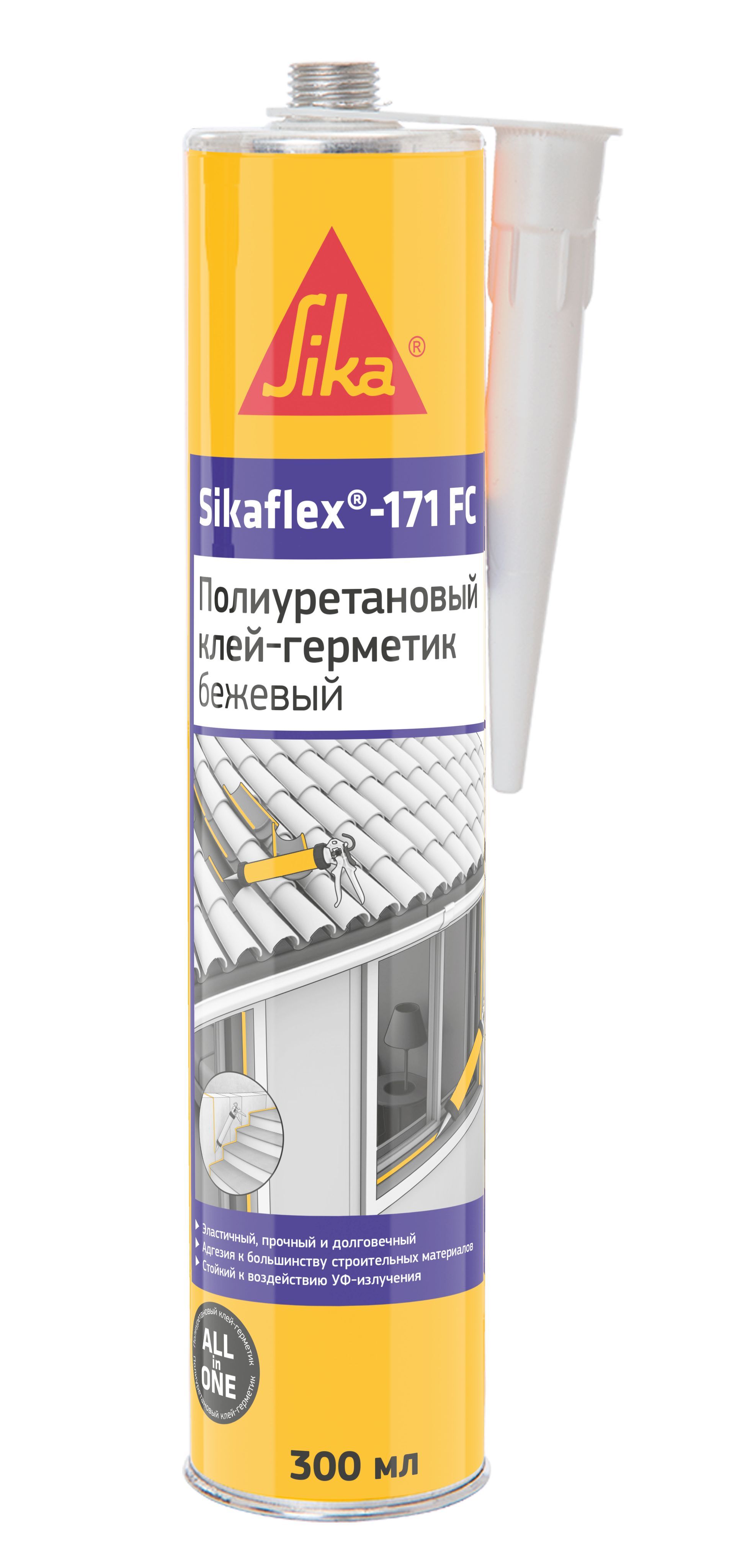 

Полиуретановый эластичный универсальный герметик Sika Sikaflex-171 FC+, бежевый, 300 мл, Клей-герметик