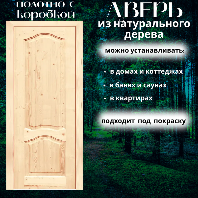 

Межкомнатная дверь ВДК Каролина ДГ, массив без покрытия, 60*200, КОМПЛЕКТ с коробом, Каролина ДГ