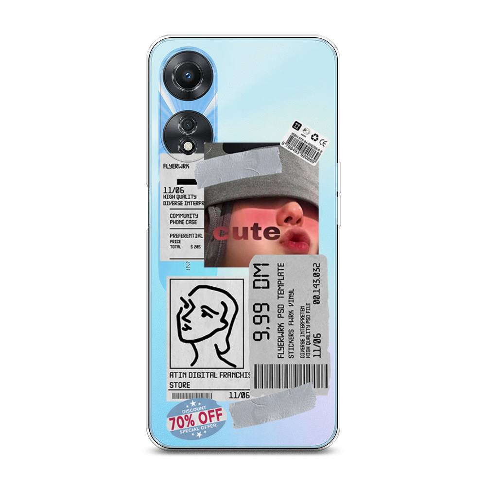 

Чехол на Oppo A58 5G "Cute girl collage", Розовый;серый;голубой, 2512450-6