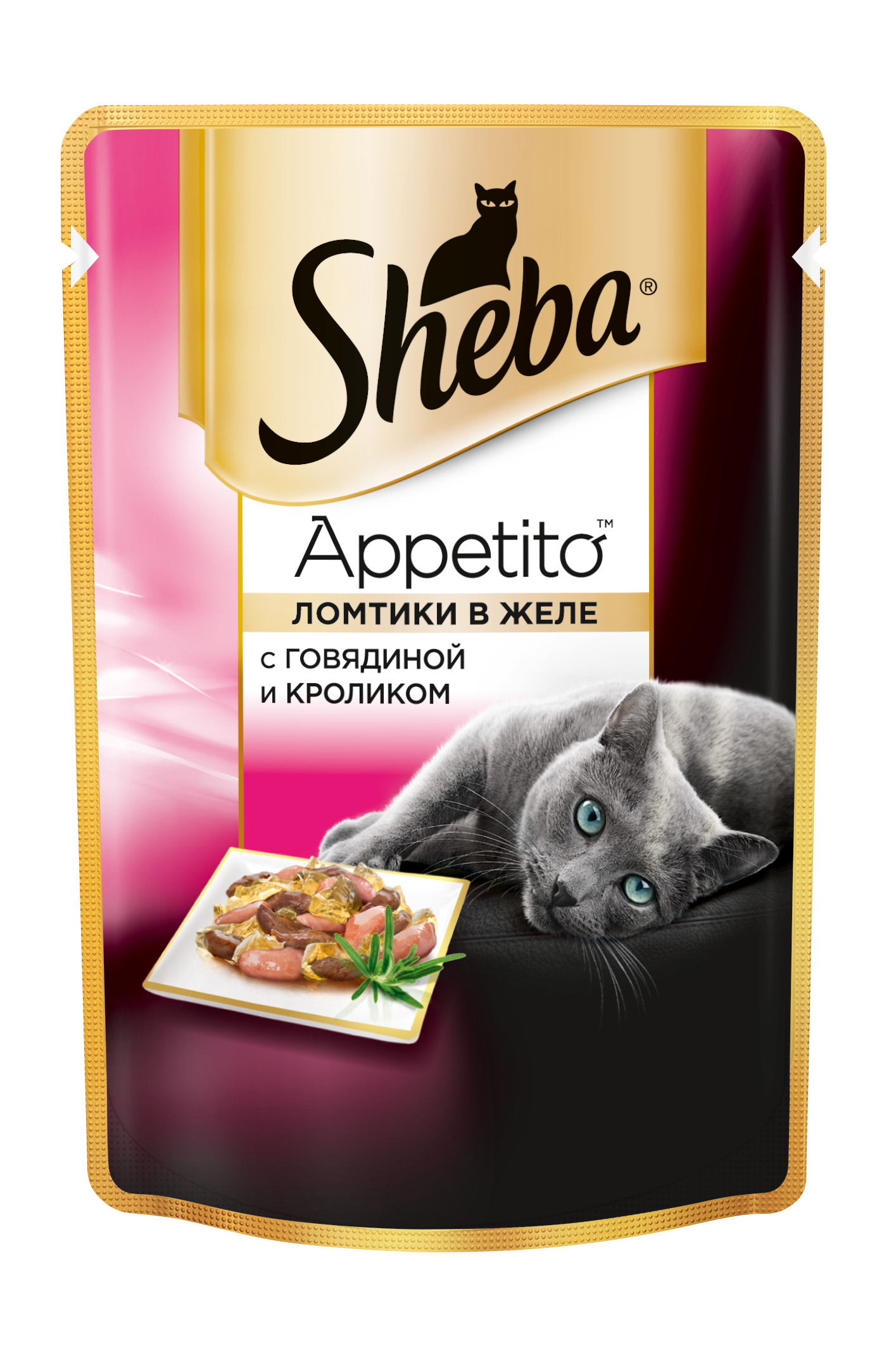 фото Влажный корм для кошек sheba appetito с говядиной и кроликом, 85г