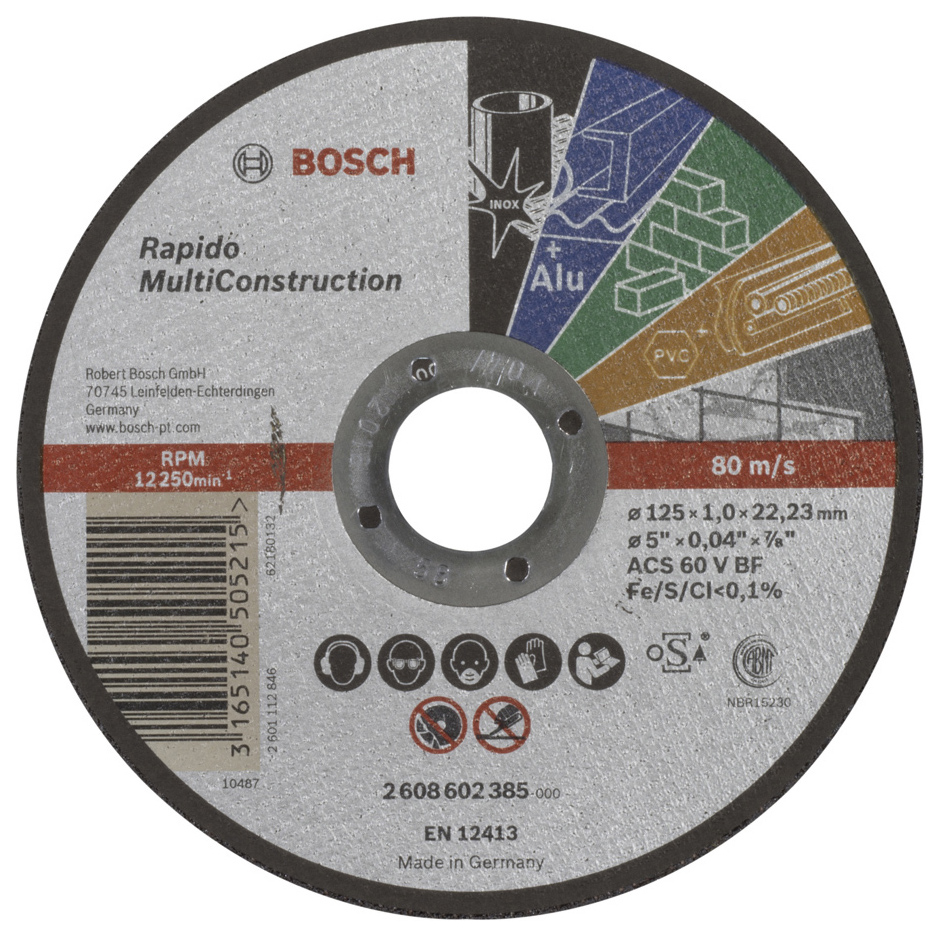 Диск отрезной абразивный Bosch MULTICONSTRUCT, 125x1,0 мм 2608602385 абразивный отрезной диск thorvik