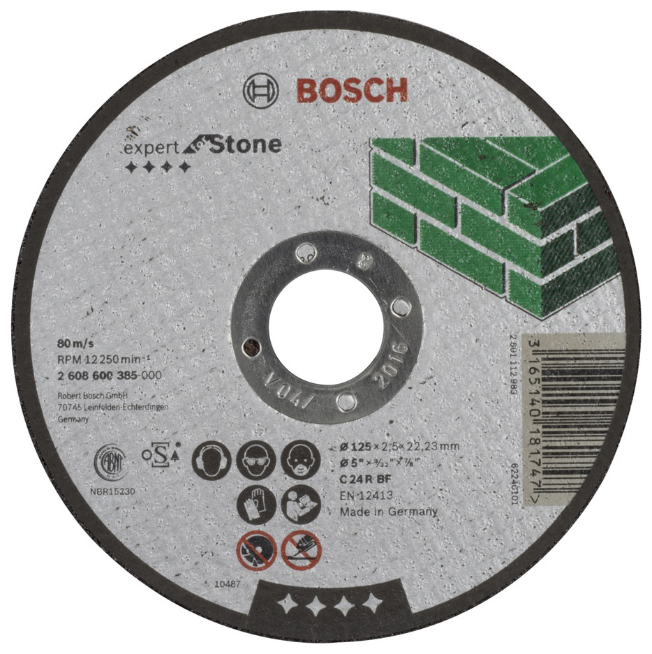 Диск отрезной абразивный Bosch КАМЕНЬ 125Х2,5 мм 2608600385 обдирочный абразивный диск для дрели rockforce