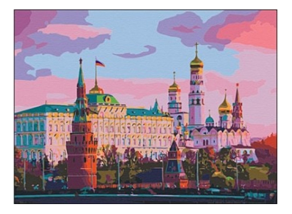 

Раскраска по номерам Москва кремль на закате Рыжий кот, Москва кремль на закате