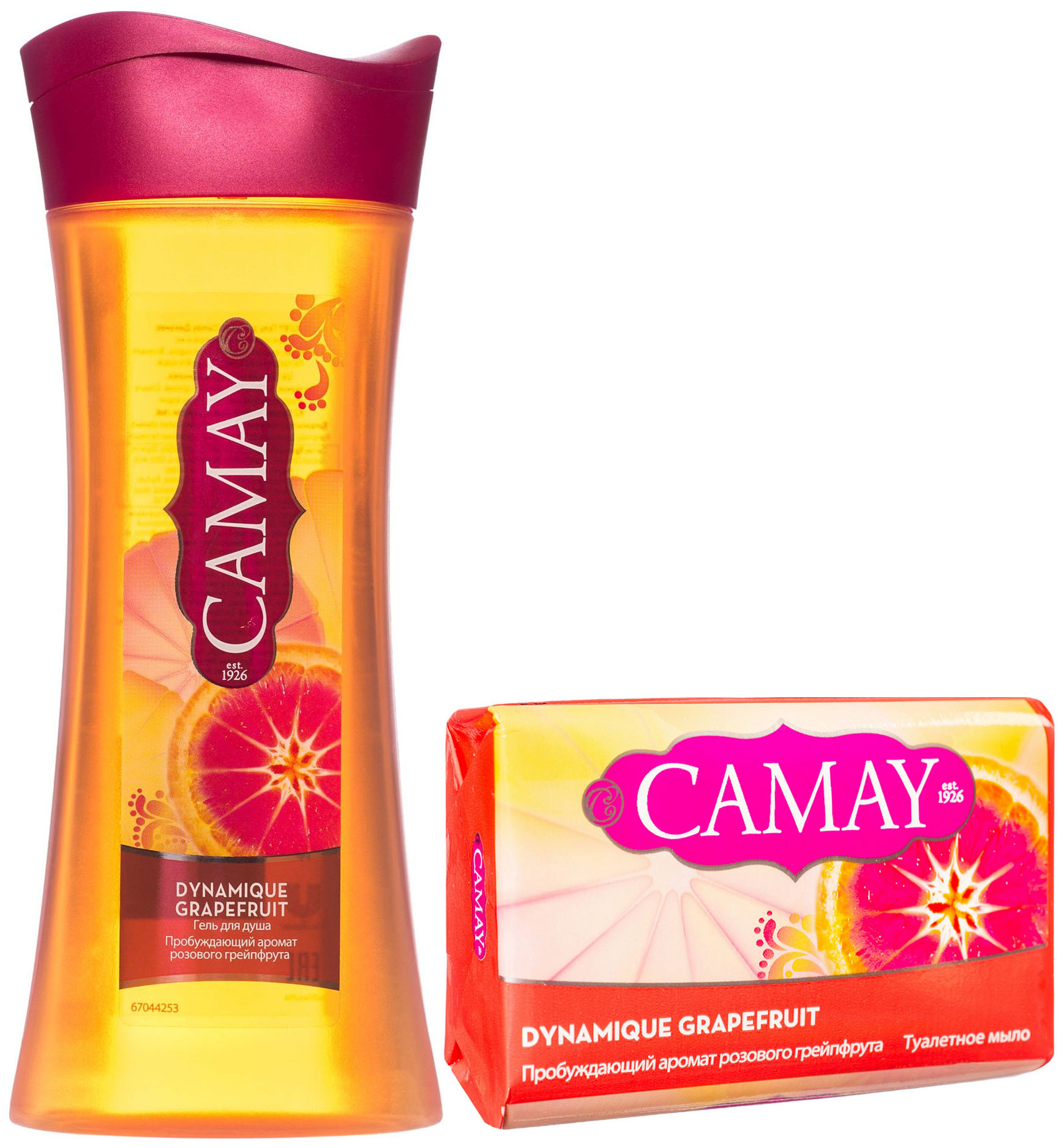Гель для душа Camay Dynamique Grapefruit 250 мл + Мыло Camay Dynamique Grapefruit 85 г туалетное мыло camay ы ганата botanicals 85г х 2шт