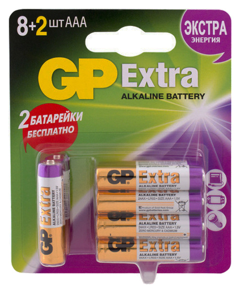 фото Батарейка gp extra aaa (lr03) 10 шт