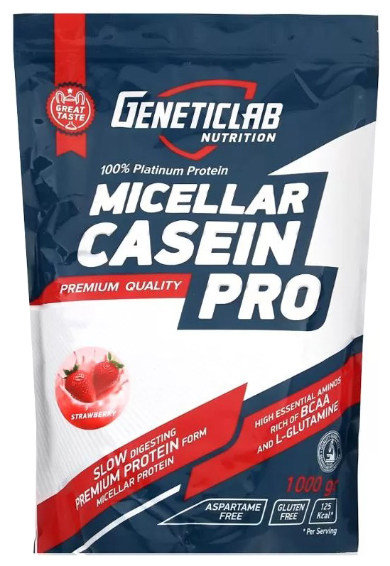 Протеин GeneticLab Nutrition Micellar Casein Pro, 1000 г, strawberry