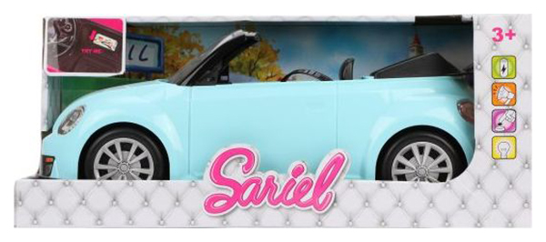 Машина-кабриолет для куклы голуб., 44см, свет, звук, батар.AG13*3шт. вх.в комп.
