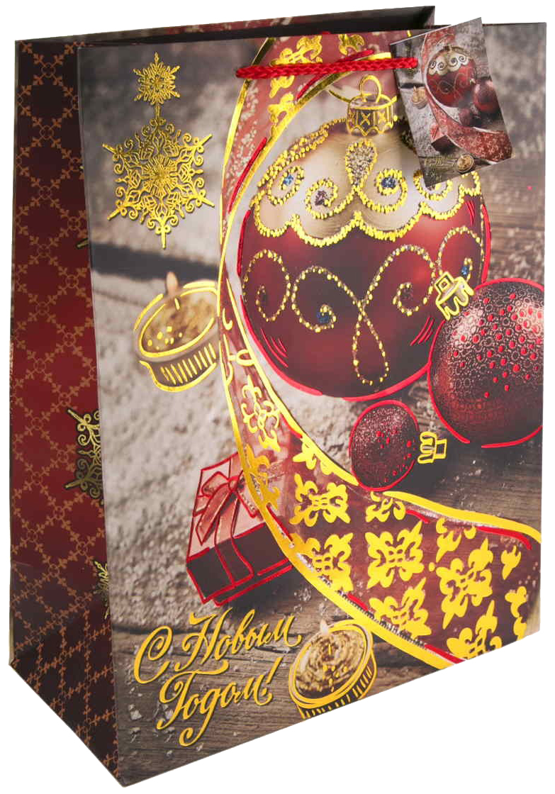 фото Пакет бумажный "красный новогодний шар", 17,8x22,9x9,8 см феникс present