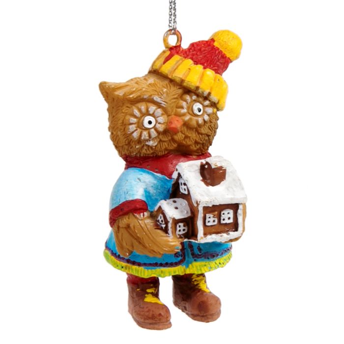 фото Елочная игрушка феникс present сова с домиком 77777 5,5 см 1 шт.