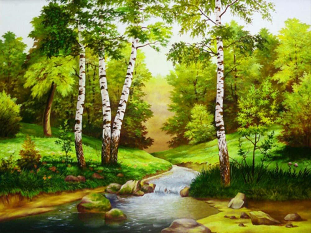 

Алмазная вышивка Алмазная Живопись Ручей среди берез, 30x40 см, Ручей среди берез