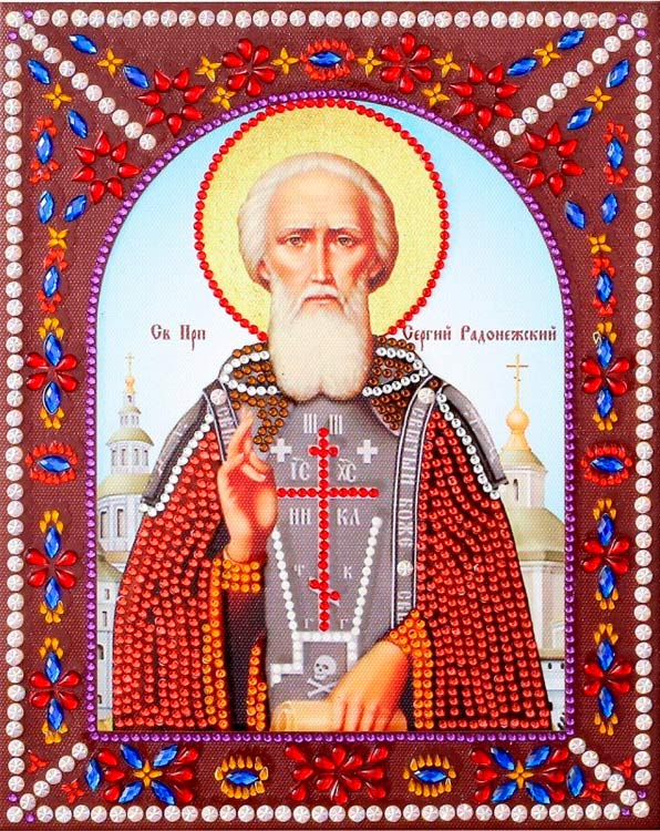 Алмазная вышивка Color KIT Святой преподобный Сергий Радонежский, 20x25 см