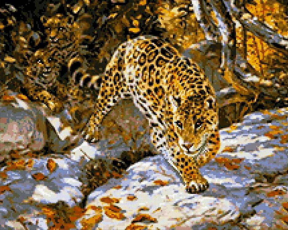Алмазная вышивка Паутинка Леопарды, 40x50 см