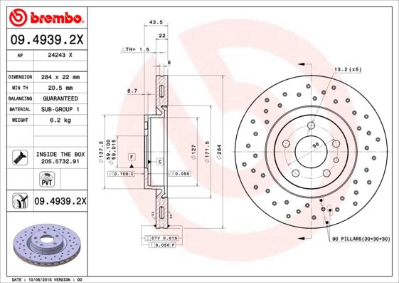 фото Тормозной диск brembo 09.4939.2x