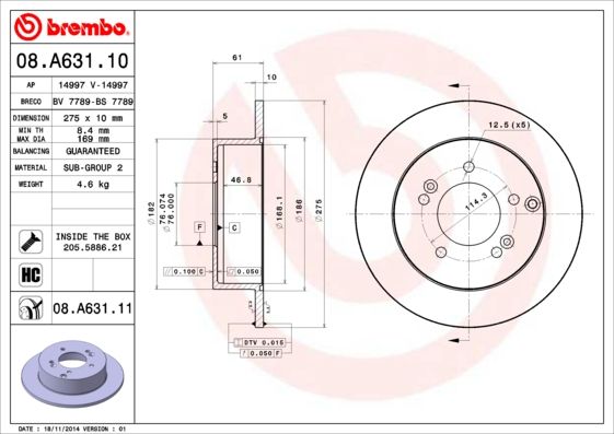 фото Тормозной диск brembo 08.a631.11