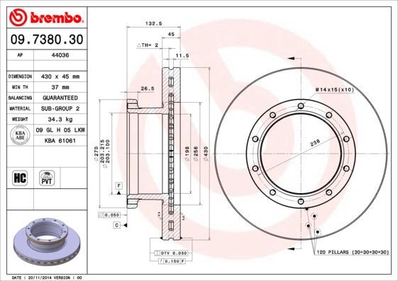 фото Тормозной диск brembo 09.7380.30