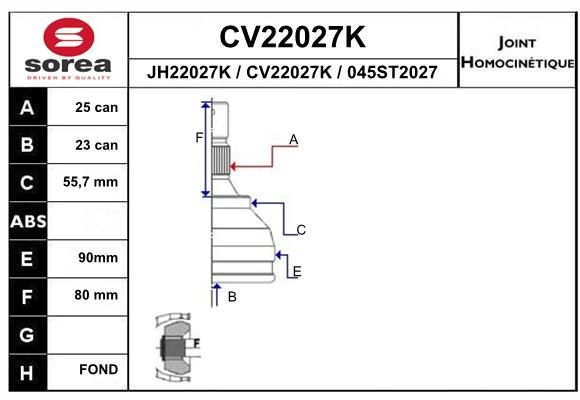 Шрус EAI CV22027K