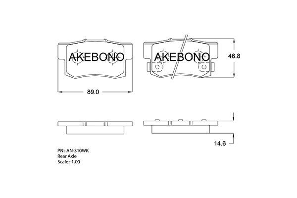 фото Комплект тормозных дисковых колодок akebono an-310wk