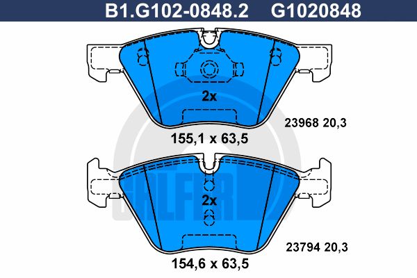

Комплект тормозных дисковых колодок GALFER B1.G102-0848.2