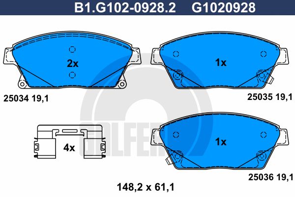 

Комплект тормозных дисковых колодок GALFER B1.G102-0928.2