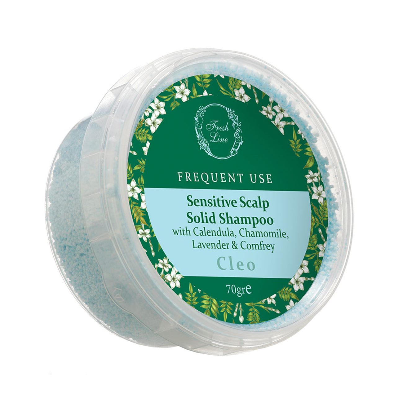 фото Твердый шампунь fresh line cleo sensitive scalp solid shampoo, зеленый