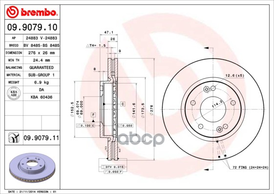 фото Тормозной диск brembo 09907911