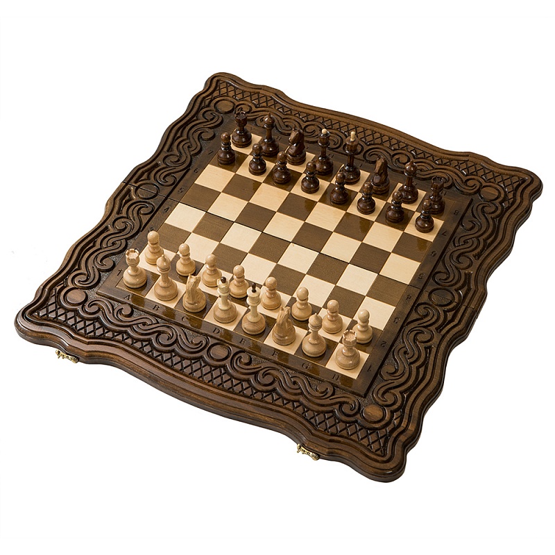 Шахматы и нарды резные Haleyan Бриз 40