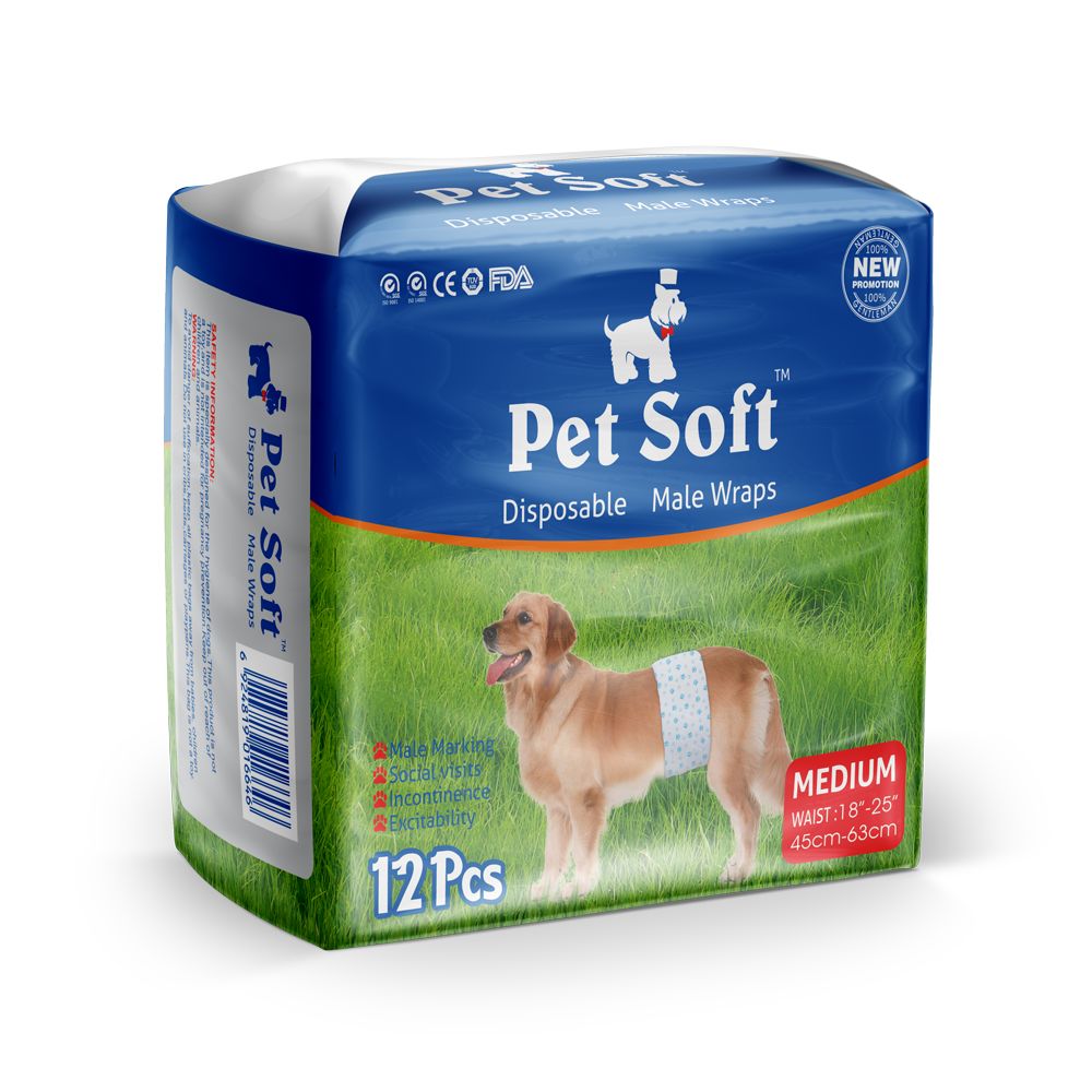 Пояса PET SOFT Male Diaper одноразовые впитывающие для кобелей размер M, 12шт