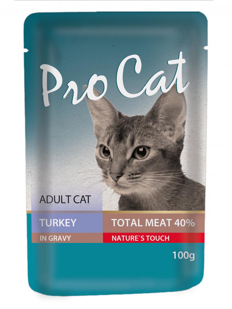 фото Влажный корм для кошек pro cat adult, индейка, 100г