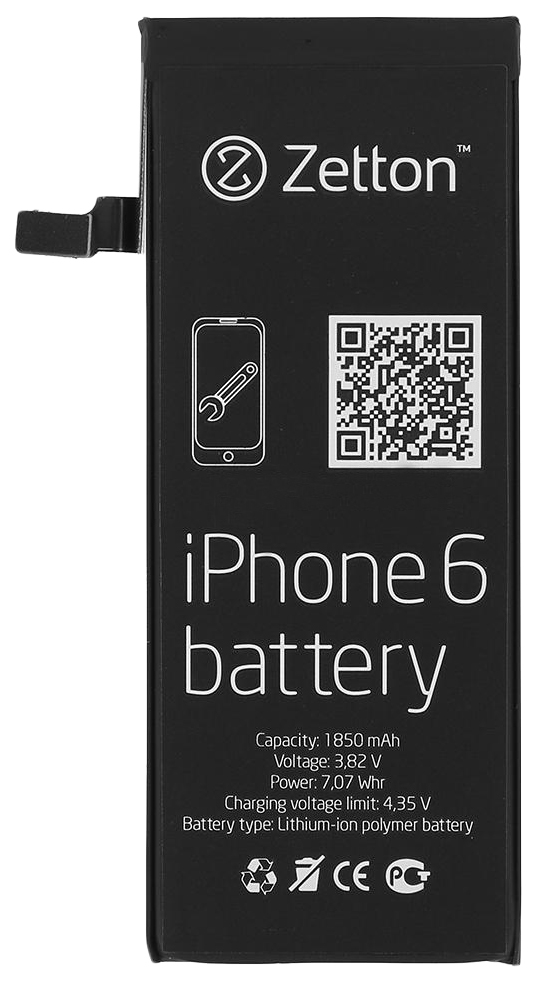 Аккумулятор для телефона Zetton 1850мА/ч для Apple iPhone 6