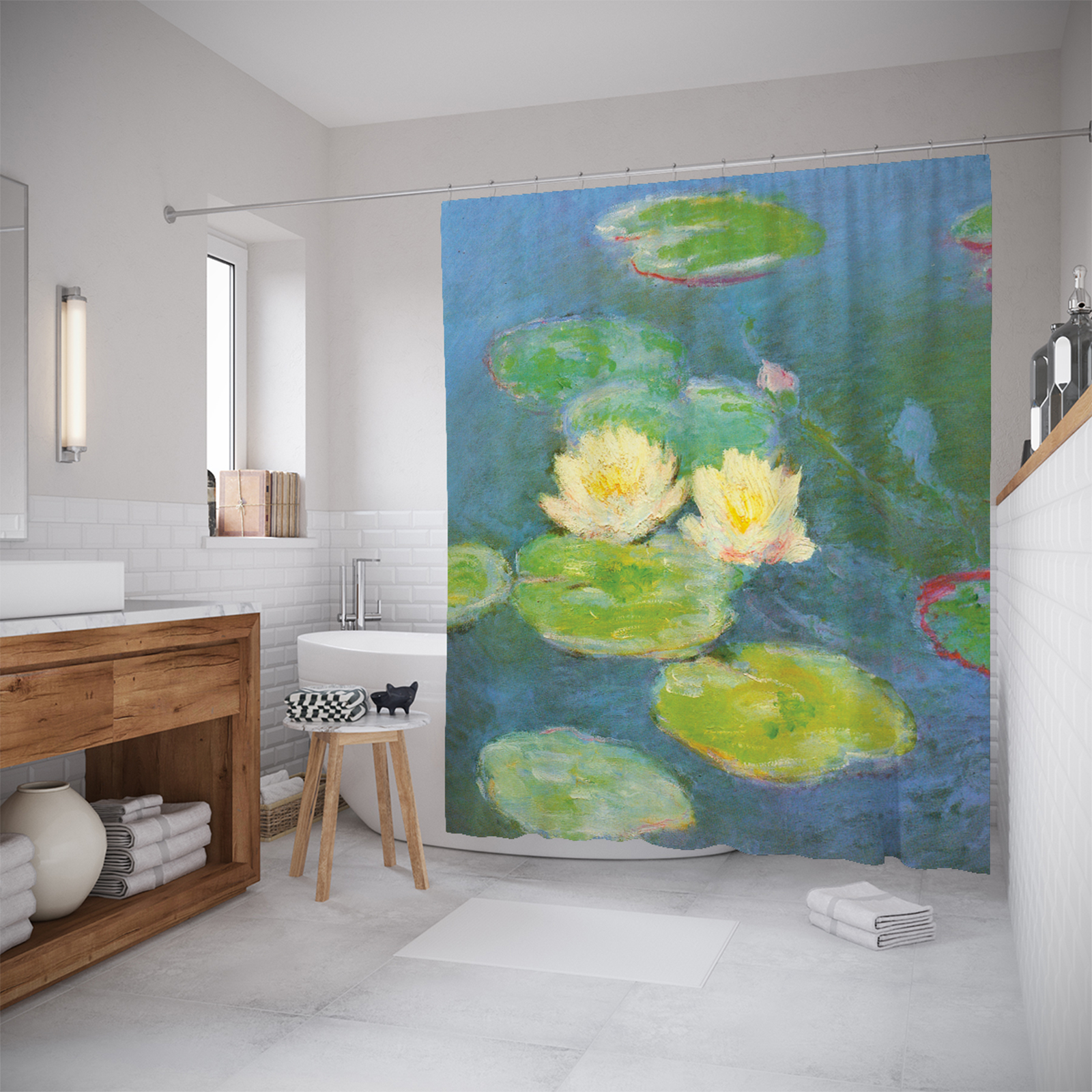 

Шторы для ванной JoyArty «Водяные лилии» 180x200 см, Разноцветный