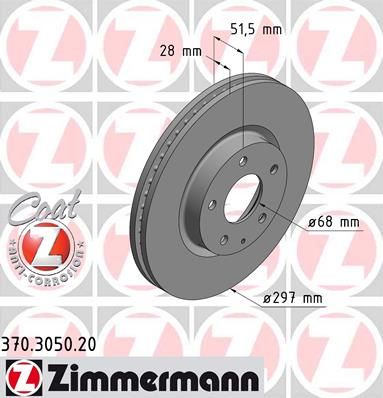 фото Тормозной диск zimmermann 370.3050.20