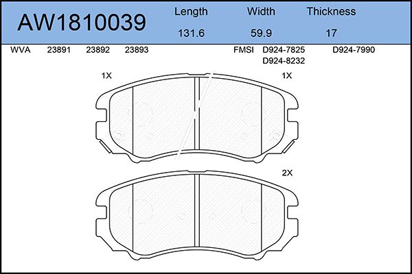 

Тормозные колодки AywiParts дисковые AW1810039