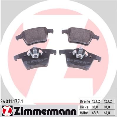 фото Комплект тормозных колодок, дисковый тормоз zimmermann 24011.177.1
