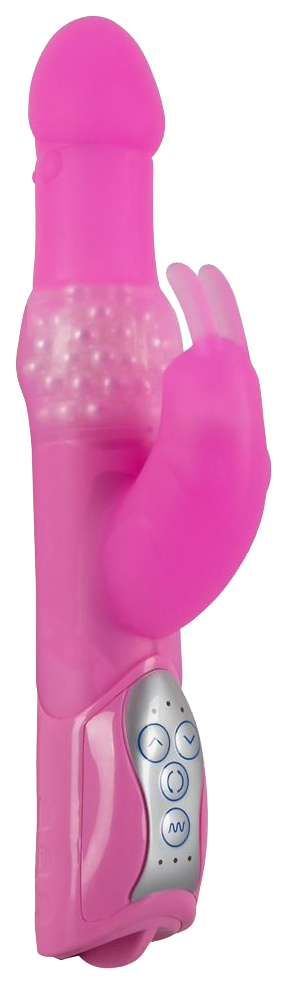 фото Розовый вибромассажёр с клиторальным отростком rabbit pearl 26,5 см seven creations