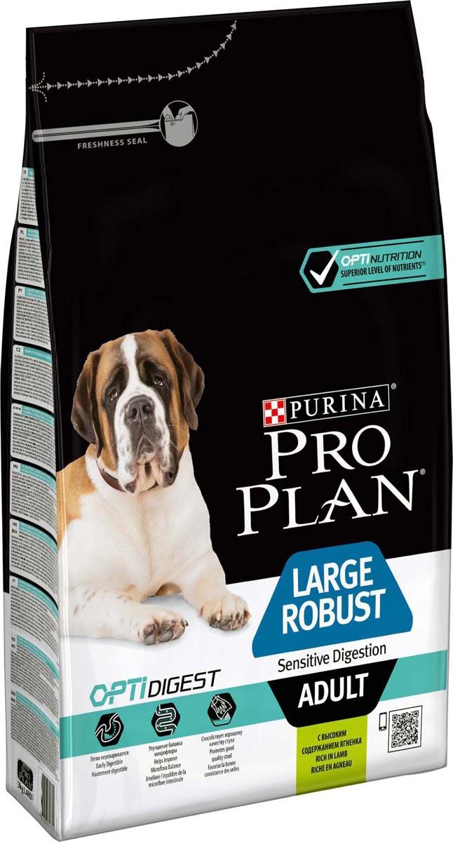 

Сухой корм для собак PRO PLAN OptiDigest Large Robust Adult, ягненок и рис, 4шт по 3кг, OptiDigest Large Robust Adult