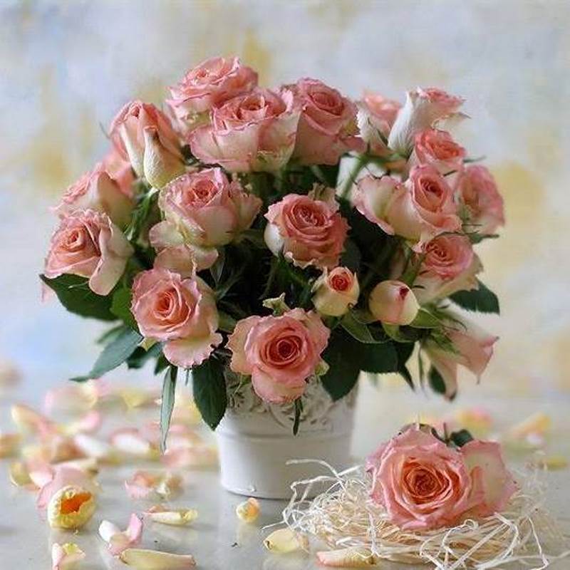 фото Набор алмазной вышивки яркие грани букет роз, размер 50х50см, 56 цветов