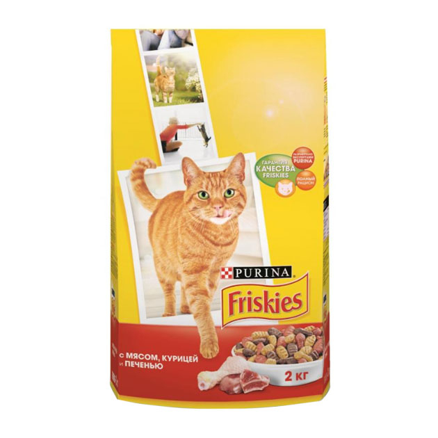 фото Сухой корм для кошек friskies, говядина и печень, 2кг